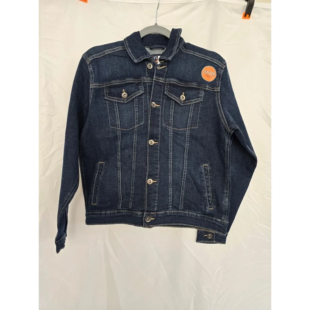 Children's Place Stretch Denim Jacket XL TG Adams‎ Wash Girls Blue Button Front